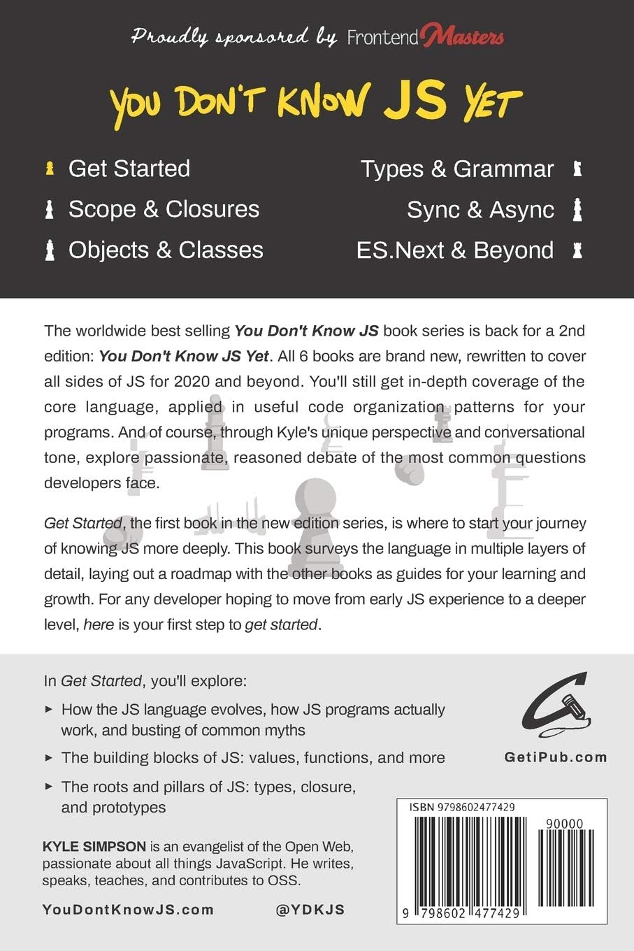 Kyle Simpson You Don't Know JS Yet Get Started paperback back cover and details