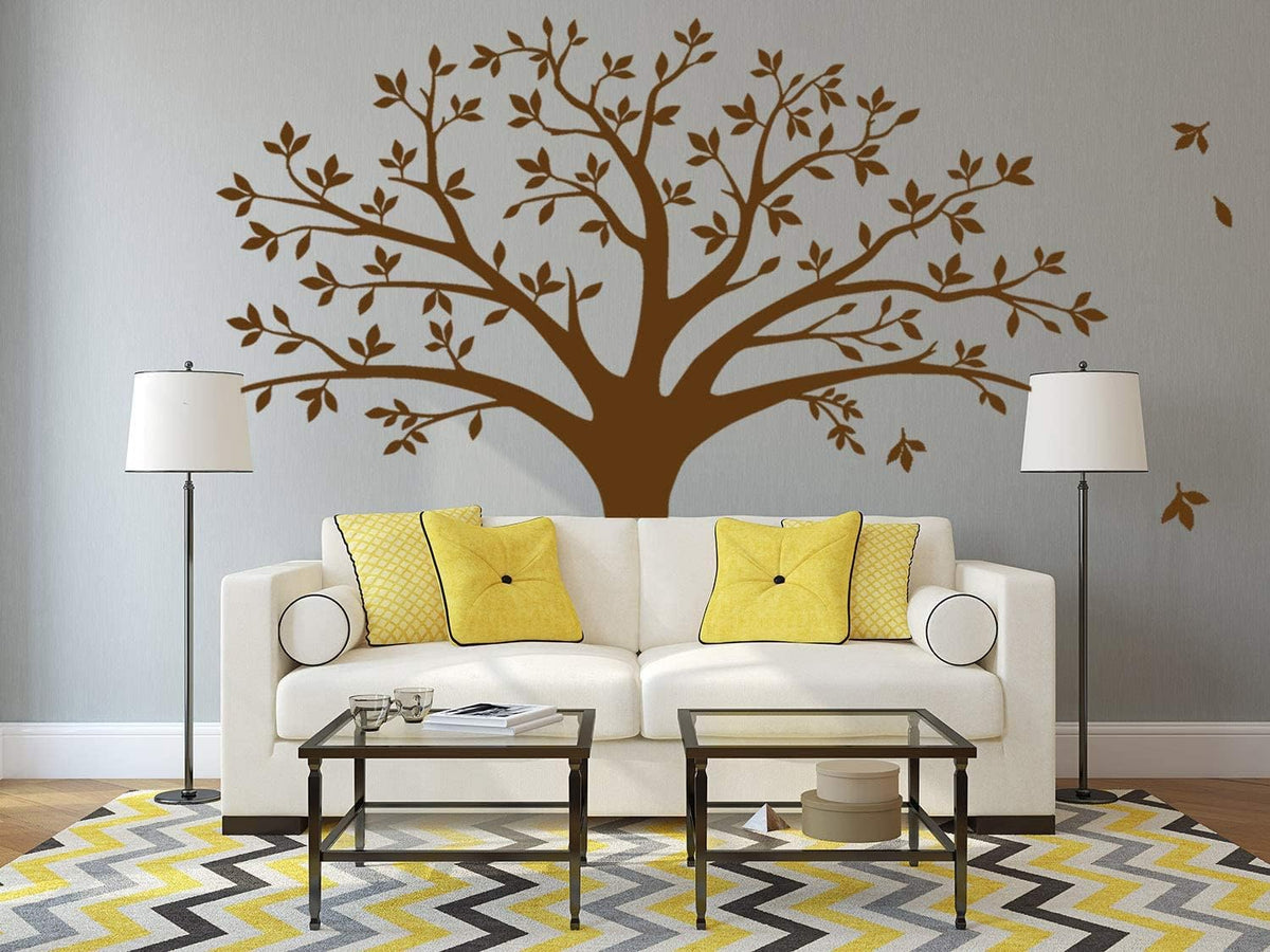 MAFENT brown vinyl family tree wall sticker applied in living room