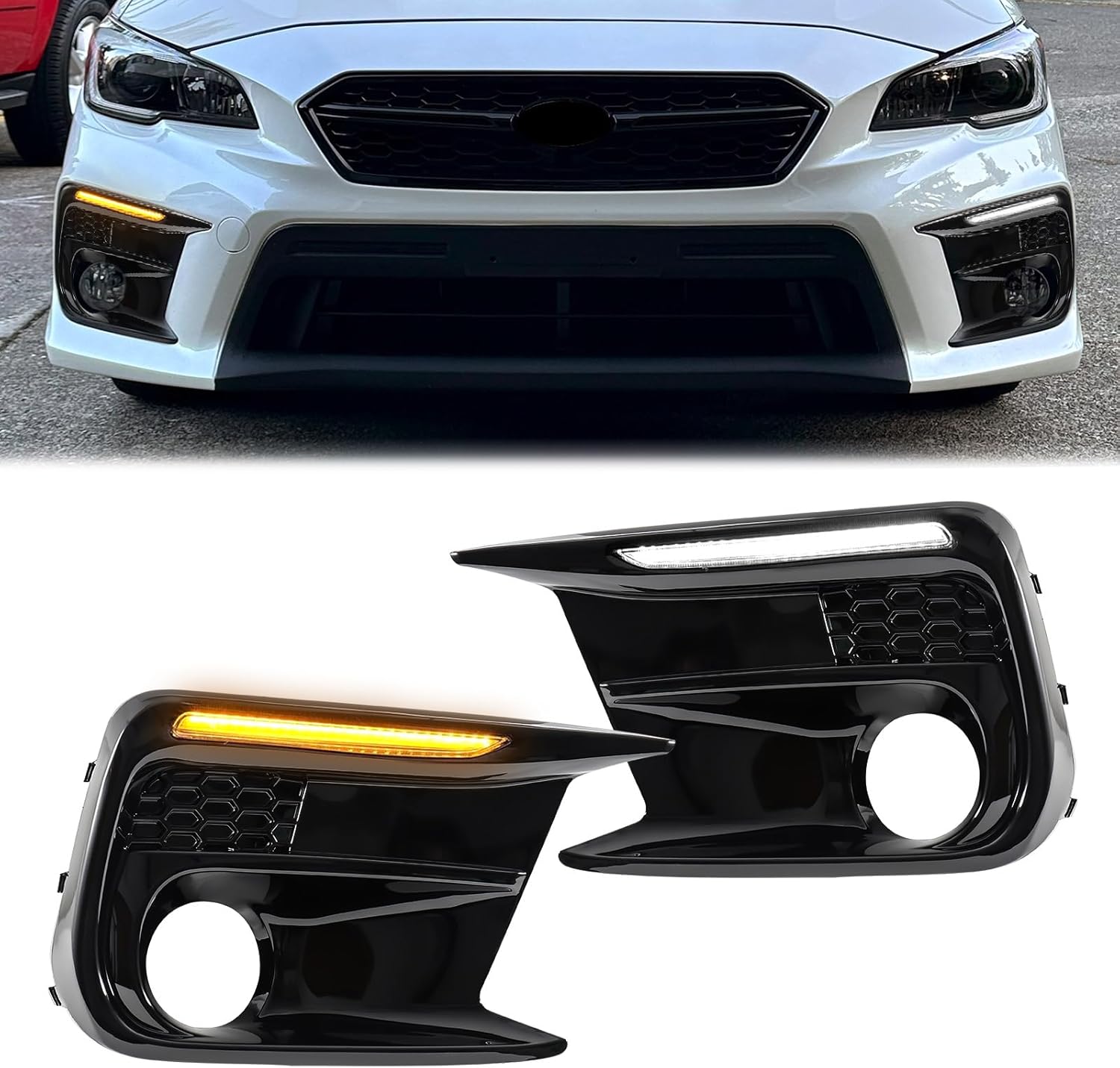 Fancemot LED fog lights front view for Subaru WRX STI