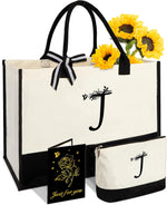 Gifts for Women,Canvas Tote Bag with Makeup Bag,Wedding Bride Birthday Gift - Image 15