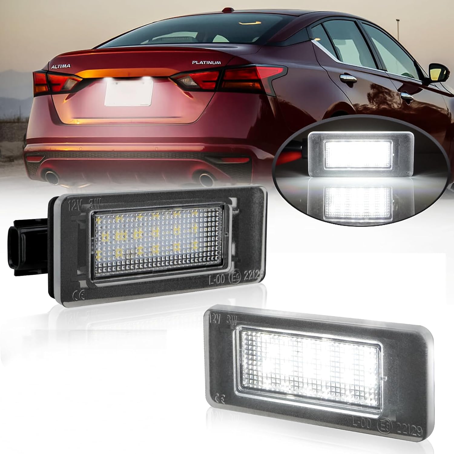 D-Lumina LED license plate lamp assembly front view