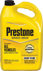 Prestone AF2100 Extended Life 50 50 Antifreeze front view showing the iconic yellow one gallon bottle.