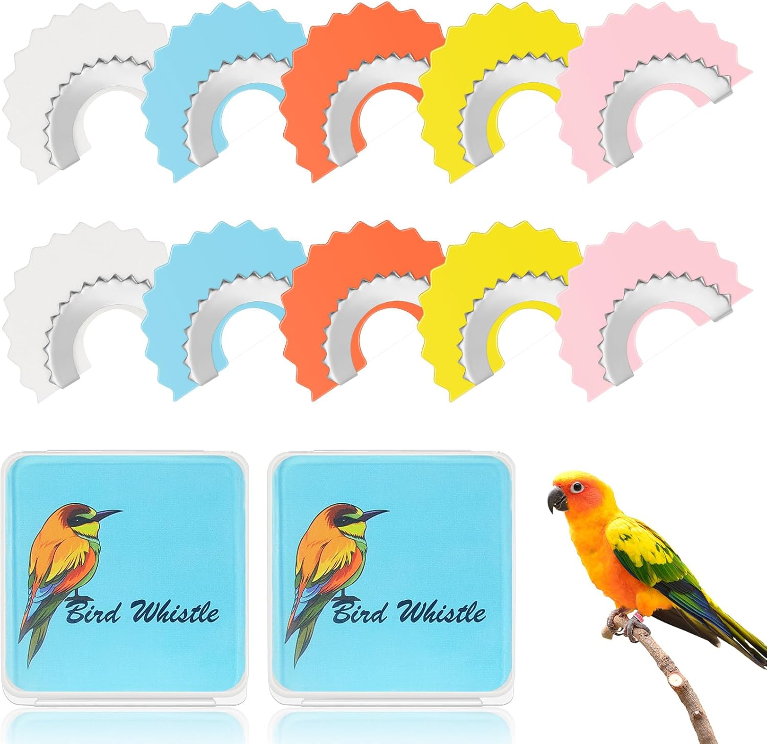 10 Pcs Bird Whistle for Adults 5 Colors Wacky Whistle Tongue Warbler Caller Fools Day Funny Bird Caller Original Magic Tweeting Noisemaker Toys Tricks Gag for Gift April Fool's Day Prank - Image 1