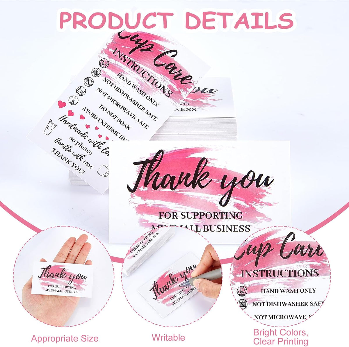 Pligreat package insert card next to handmade tumbler