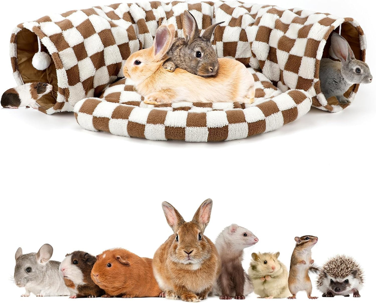 BWOGUE Bunny Tunnel Bed, 2-in-1 Collapsible Rabbit Tunnel Hideout with Mat | Removable Mat for Washing, 46.8 in Length, Ball Toy for Play, Soft Suede Fabric, Cats Rabbits Guinea Pigs - Image 11