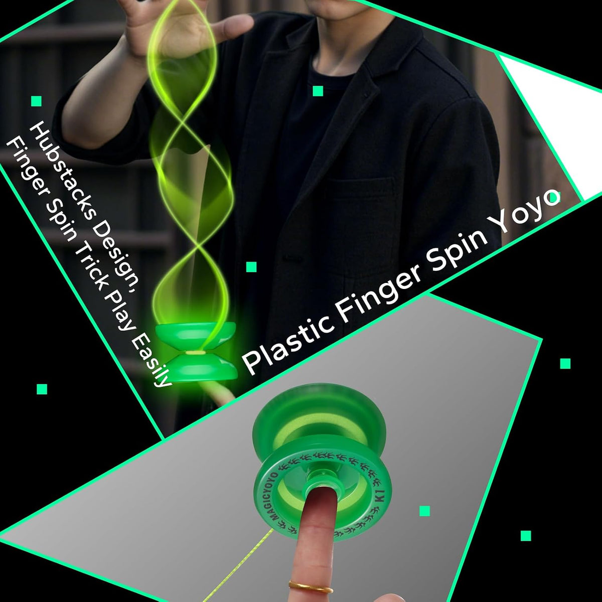 MAGICYOYO K1 Plus Glow in the Dark Green YoYo with storage bag