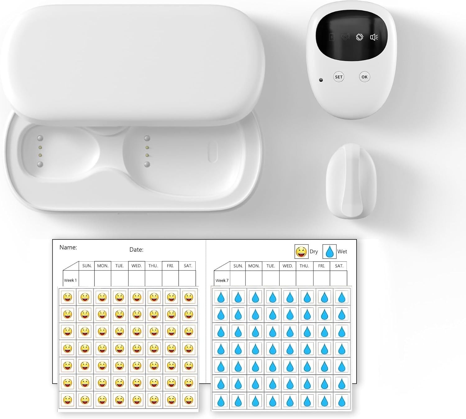 Wireless Bedwetting Alarm for Boys and Girls USB-C Rechargeable, High Sensitivity, Loud Sound, Strong Vibration, Pee Alarm, Bedwetting Solutions, Night Time Potty Training, Bed Alarm for Kids - Image 1