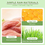 Freeze-dried cat grass treats for dental cleaning close up.