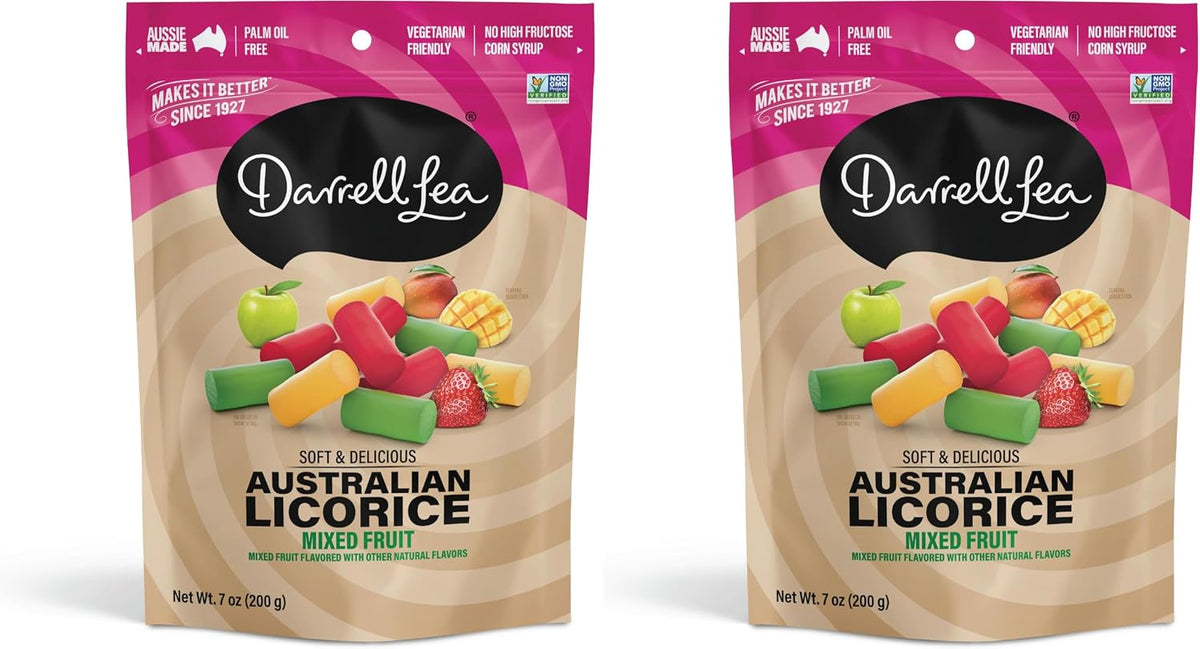 Darrell Lea palm oil free strawberry flavor licorice candy