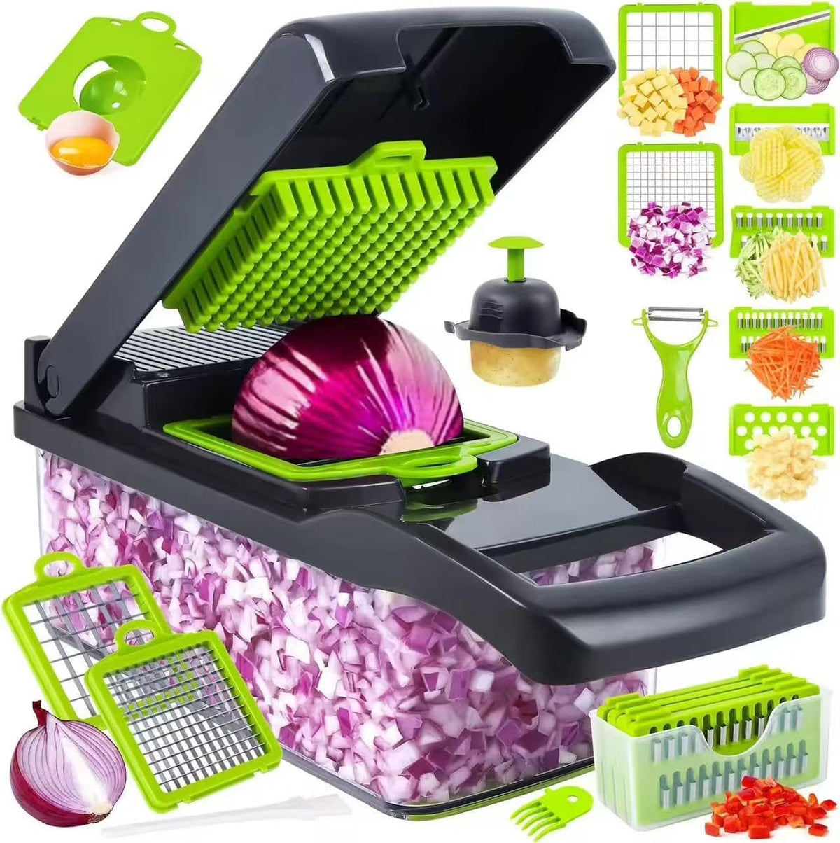 Fanxing Neon Lamp vegetable chopper front view with container