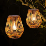 Livinlarge outdoor waterproof solar lantern hanging on a garden tree