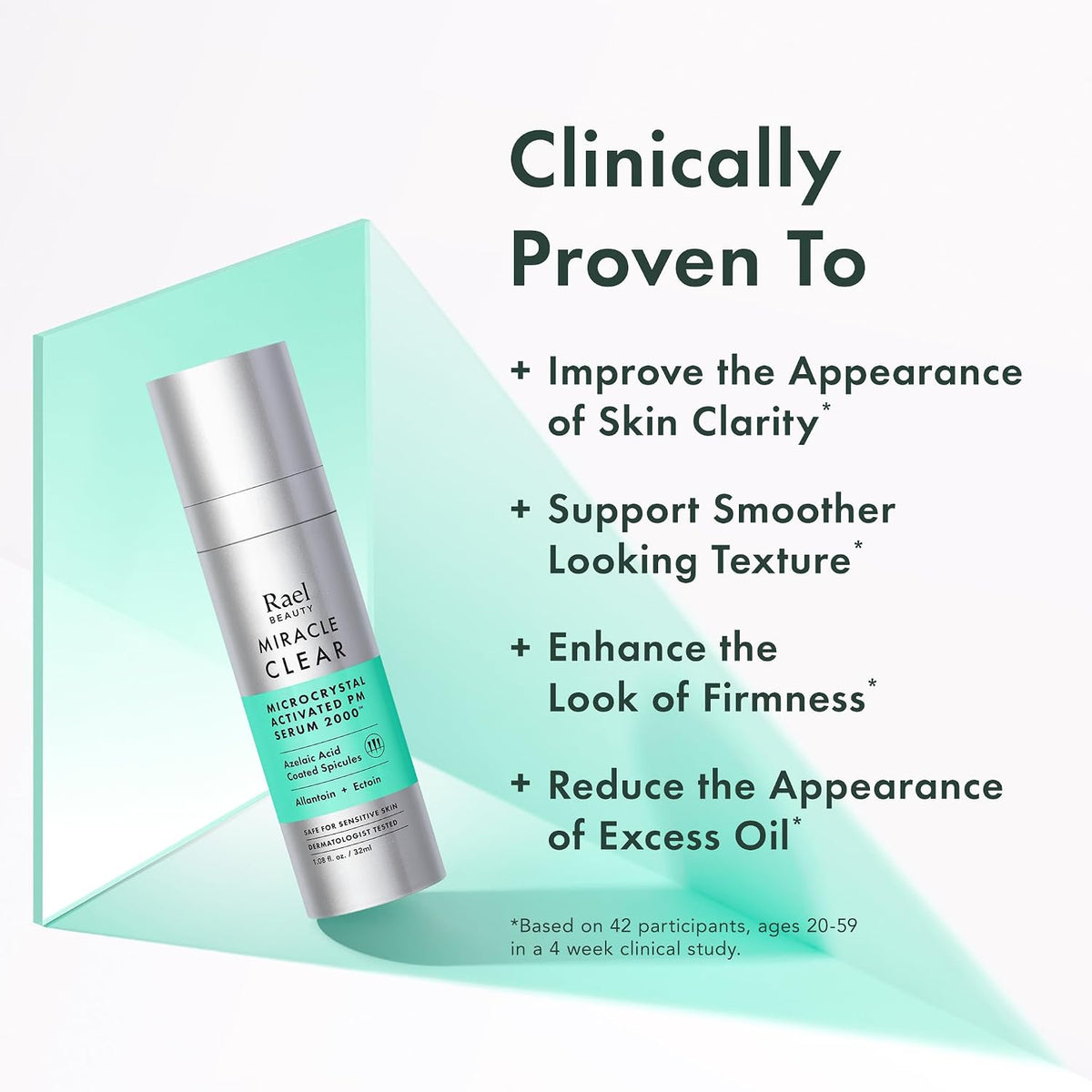 Texture shot of the Rael microcrystal activated night serum on skin showing absorption