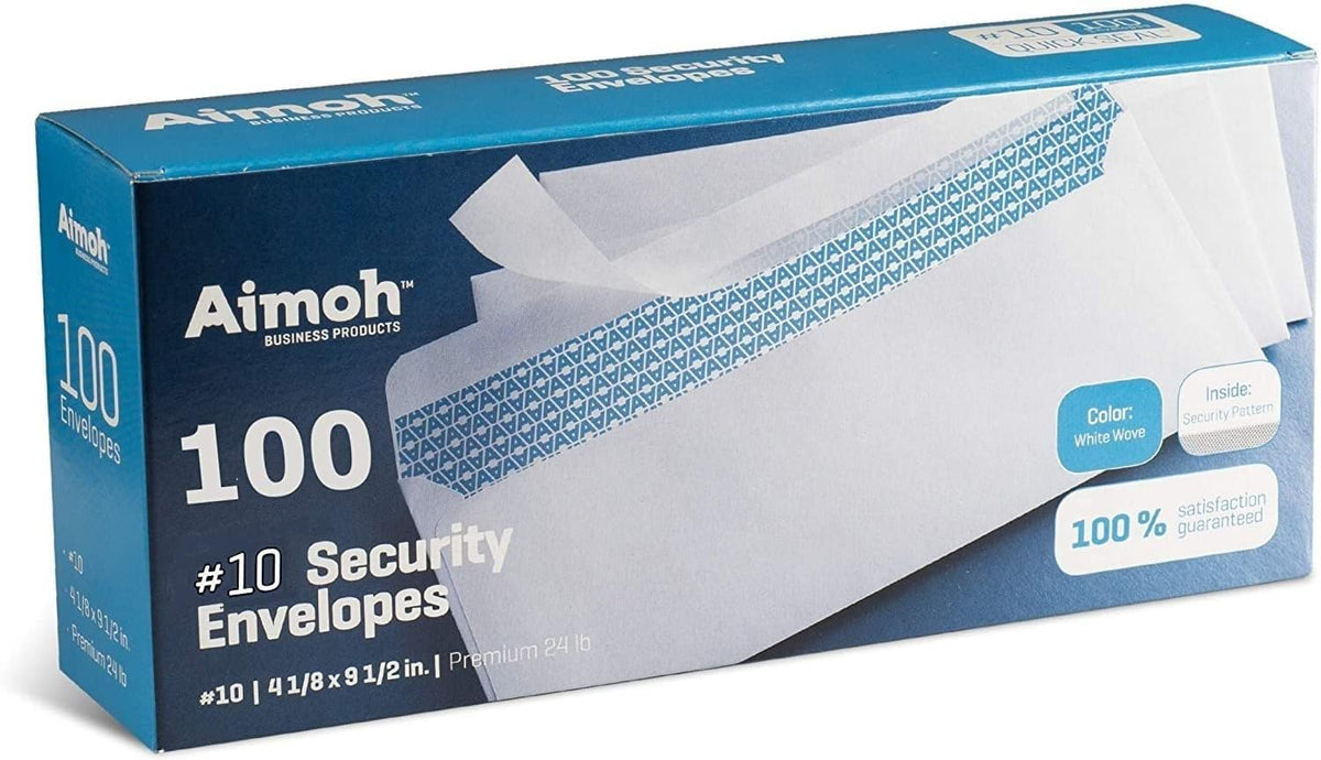 Aimoh Number 10 security mailing envelopes front view box packaging