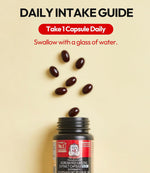 Easy to swallow taste-free ginseng softgels container for holistic health support.