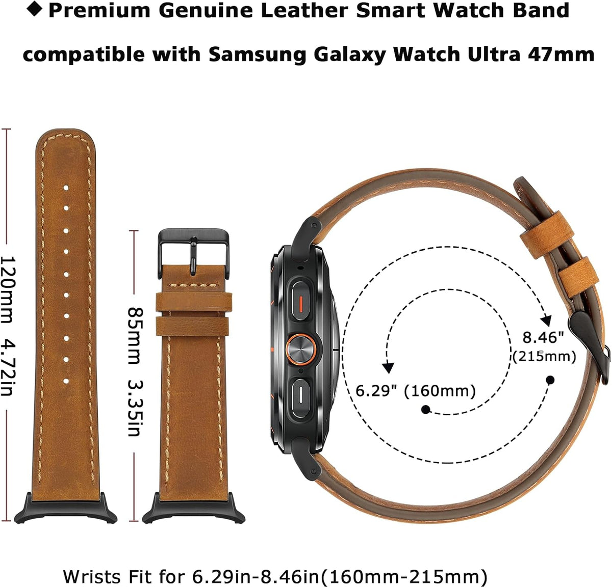 Tasikar genuine leather strap paired with smartwatch case