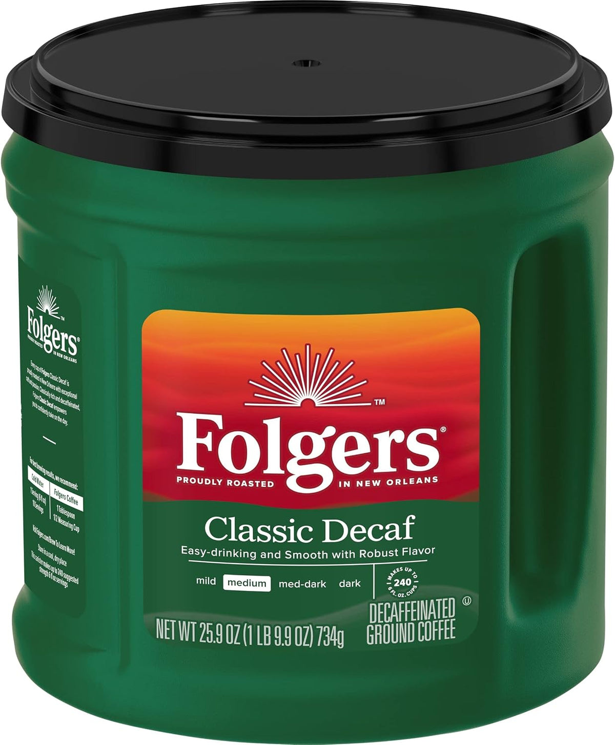 Folgers Decaf Coffee, Ground Coffee, Classic Medium Roast, 9.6 Ounce Canister - Image 15