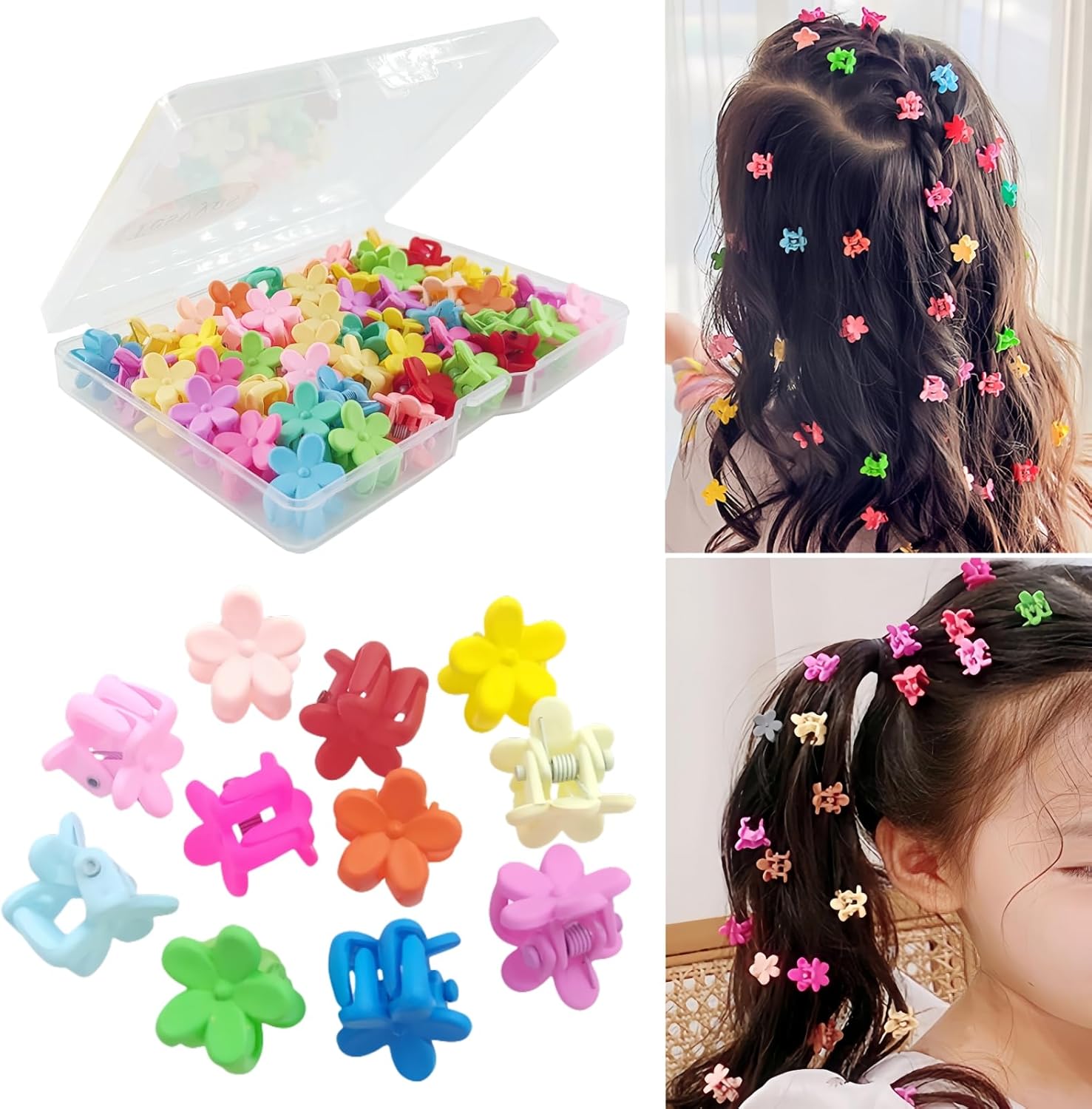 Tesvyns mini flower hair claw clips 50 piece set