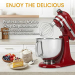 K45WW Wire Whip for KitchenAid Tilt-Head Mixer,6-Wire Whisk Attachment Replacement for 4.5QT/5QT Models K45SS KSM110 KSM75 KSM90 KSM100, Aluminum Head with Stainless Steel Wires, Hand Wash Only - Image 2