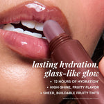 Glow Recipe hydrating lip moisturizer texture swatch on hand