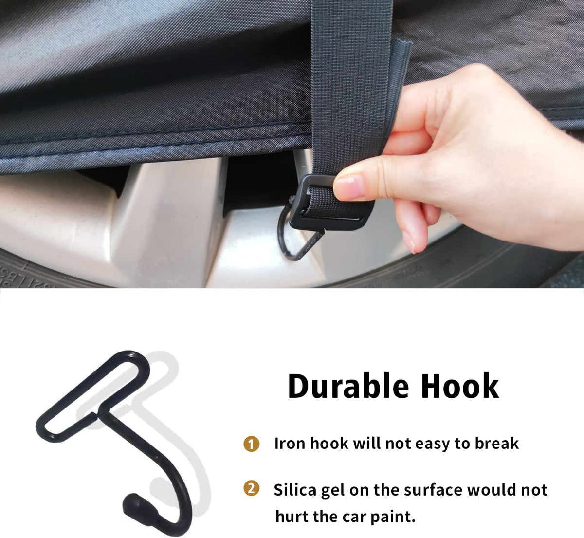 SEAZEN car cover strap silica gel coated iron hooks