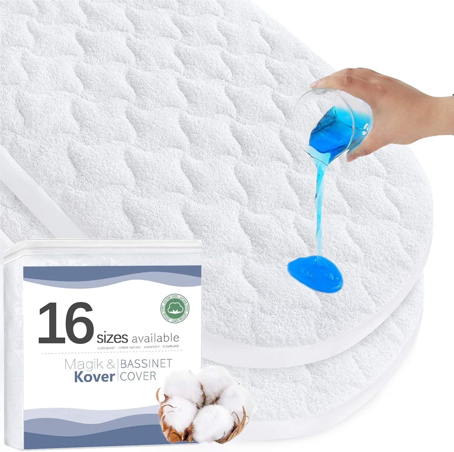 Magik & Kover baby bassinet mattress pad cover front view