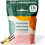 Wellious Almond Protein Powder Vanilla 12 Ounce front view plant based supplement