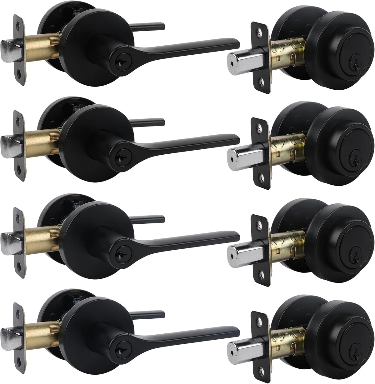 Front Door Lock Set, Exterior Door Handle with Deadbolt Lock, Exterior Door Lock Set, Doorknob with Lock and Key, Round Entry Door Locksets, Satin Nickel (All Keyed Alike) 1Pack - Image 9