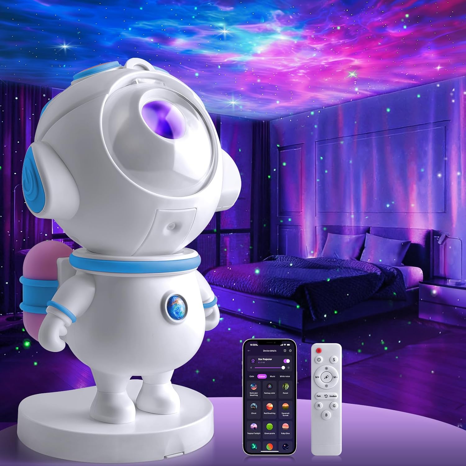 Ousahzu Astronaut Galaxy Star Projector front view