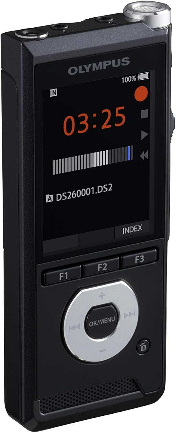 Olympus DS-2600 voice recorder display screen and function buttons