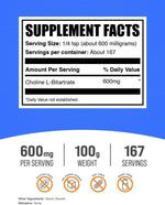 BulkSupplements Choline Bitartrate powder texture in a spoon