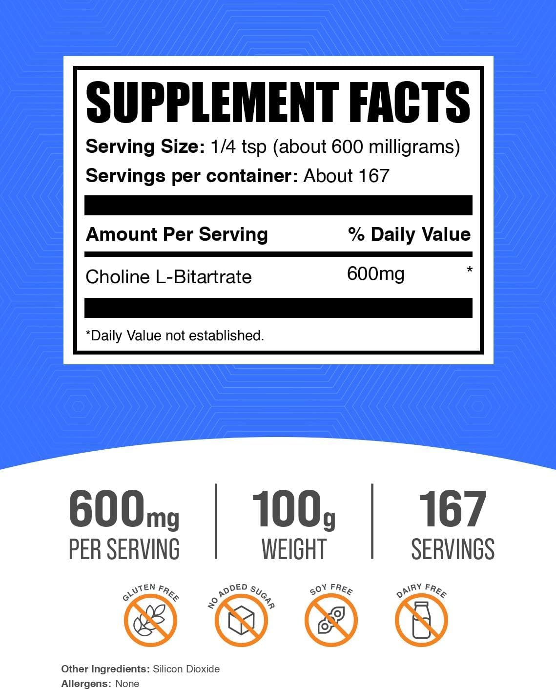 BulkSupplements Choline Bitartrate powder texture in a spoon
