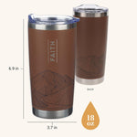 Christian Art Gifts insulated tumbler showing brown powder-coated finish