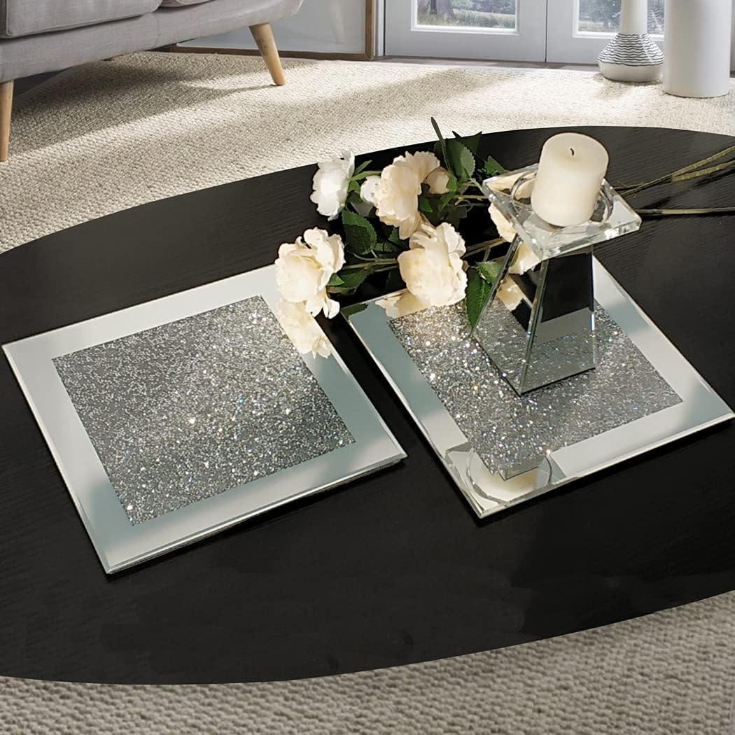 GIMORRTO glass mirrored coaster front view table decor