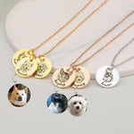 Close up of Anavia custom engraved pet photo necklace
