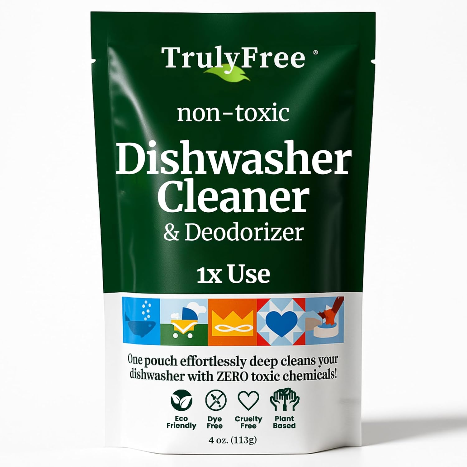 Truly Free Natural Dishwasher Cleaner front view pouch packaging