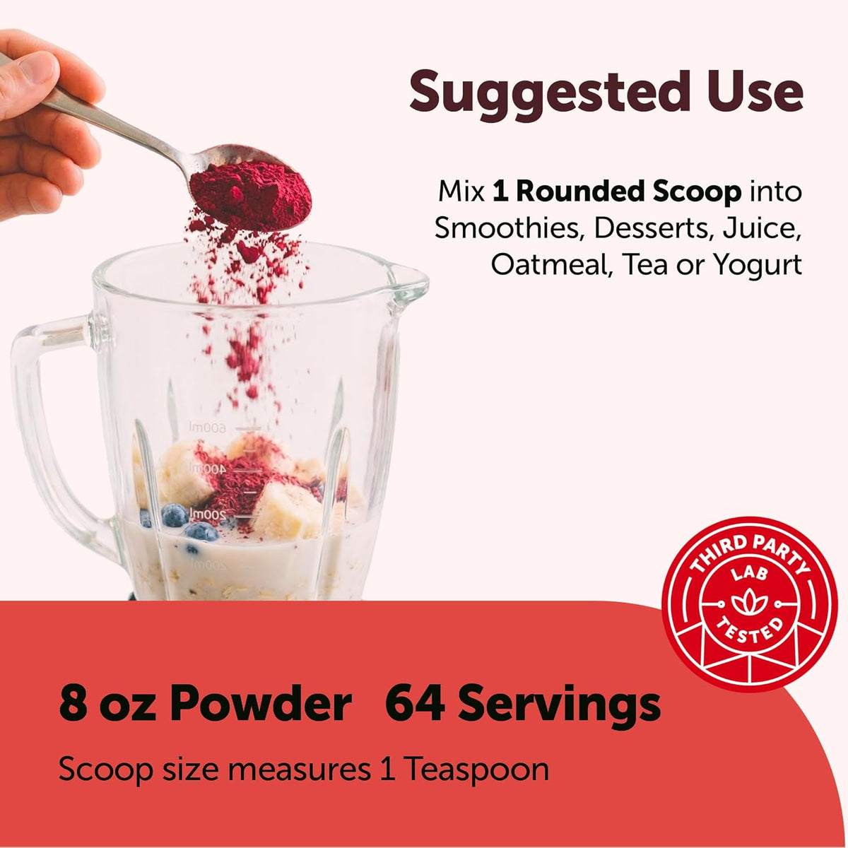 Micro Ingredients organic beet root powder scoop and fine texture display