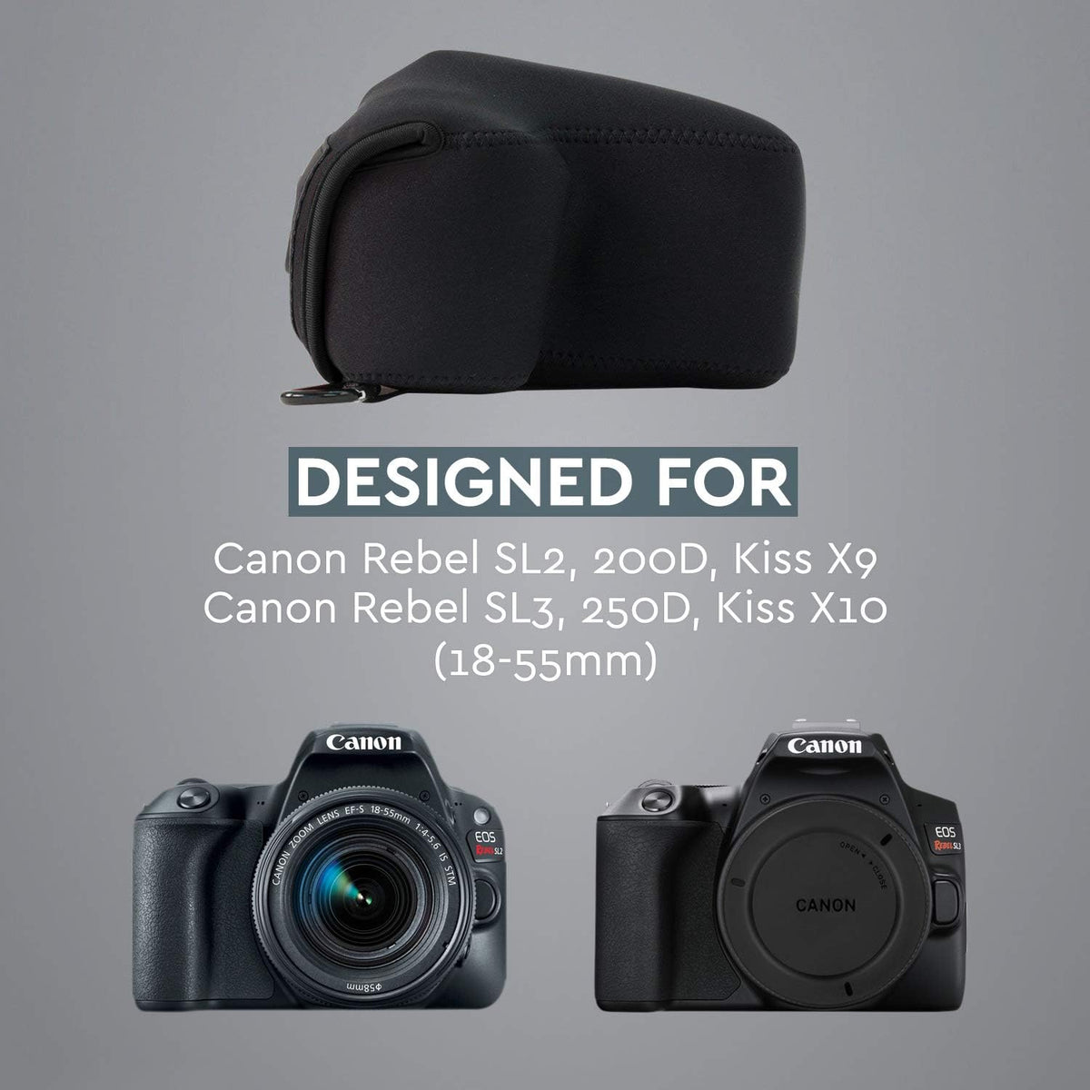 MegaGear camera case fitted on Canon DSLR body