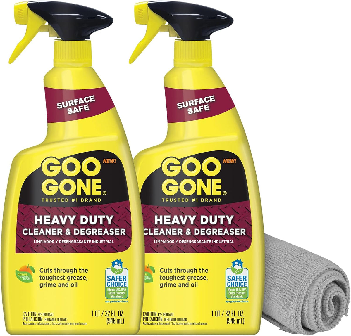 Goo Gone Heavy Duty Cleaner and Degreaser spray front view for kitchen grease removal.