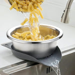 Netany stainless steel colander front view showing microporous draining base.