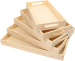 LotFancy wooden nested serving trays front view showcasing the 5-piece set.