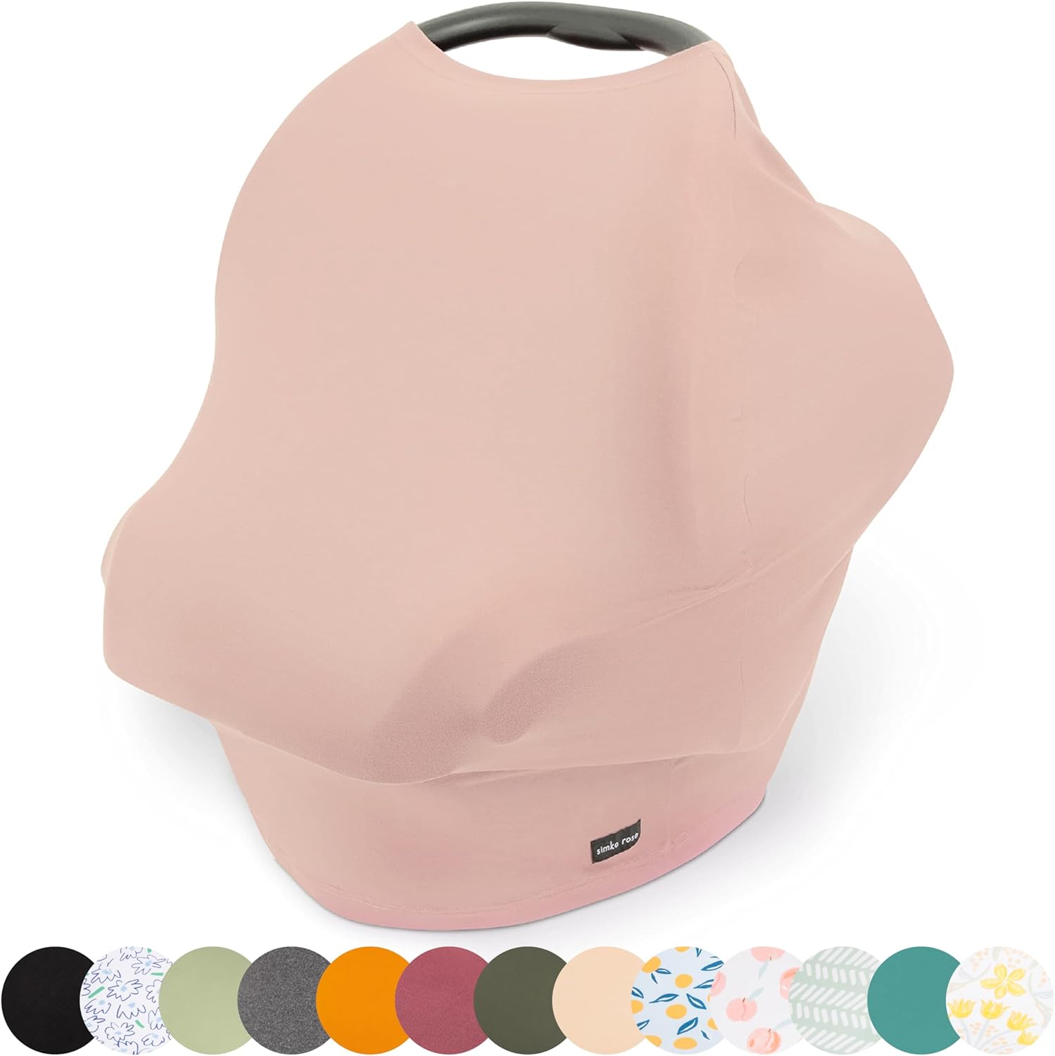 Simka Rose Car Seat Cover front view showing multipurpose infant canopy placement