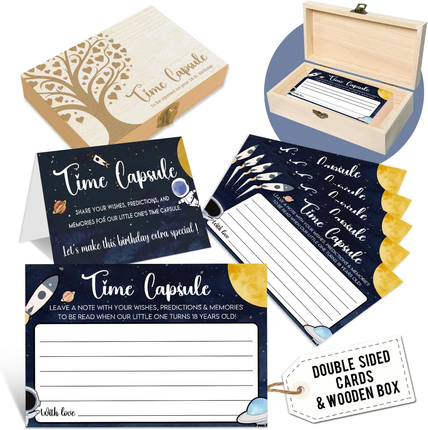 Emnaph time capsule box for 1st birthday front view