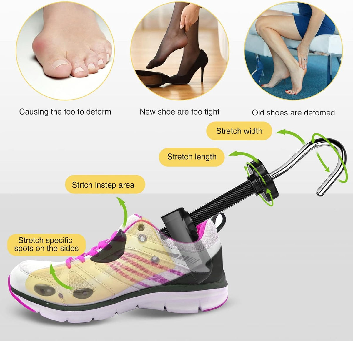 Eachway Pair of Professional 2-Way Premium Shoe Stretcher Tough Plastic Shoe Trees, Adjustable Length & Width Durable Shoe Shaper for Men and Women (Large) - Image 3