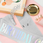 PQRUU silver and white birthday crown angled perspective