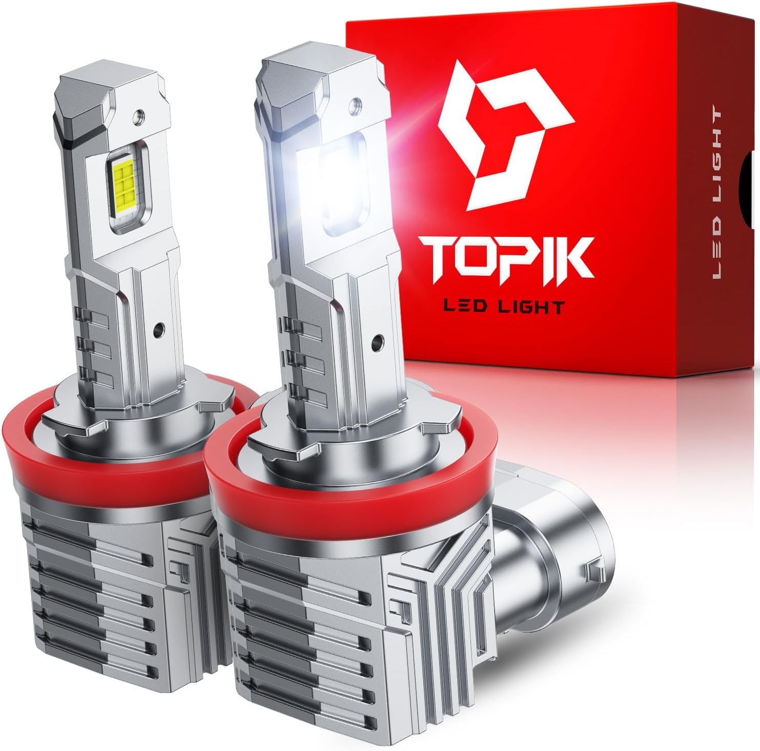 TOPIK H11 LED Bulbs premium front view showing the dual automotive lights pack.