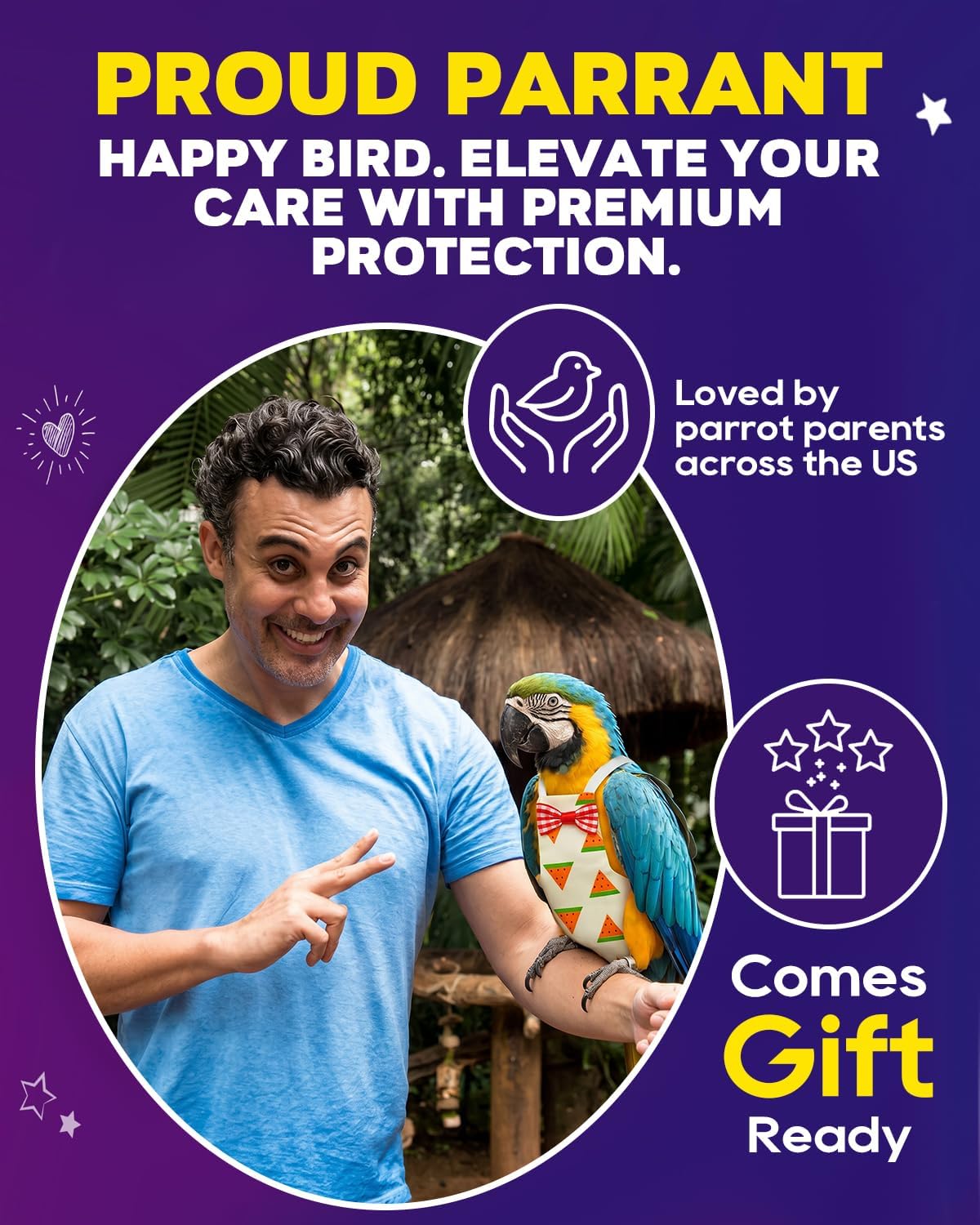 NHWNHW mess-free bird poop control clothes set of six showing all diverse patterned designs.