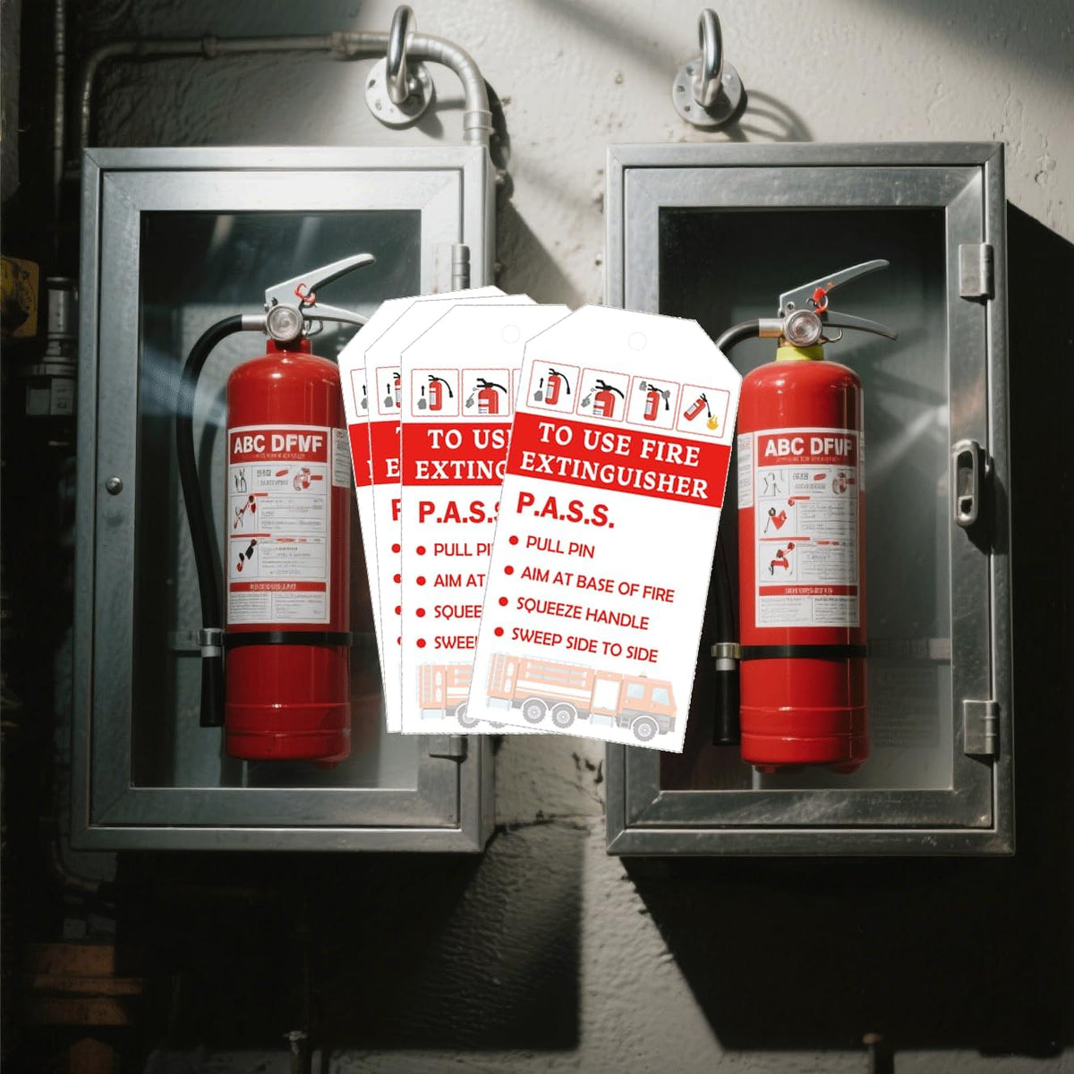 Wootile fire extinguisher maintenance tag reverse instruction view