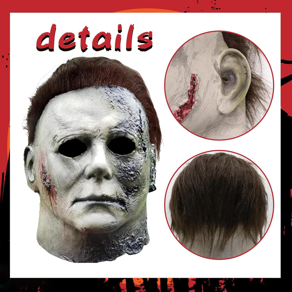 Pawirose CSUJEE Michael Myers costume mask synthetic hair detail.