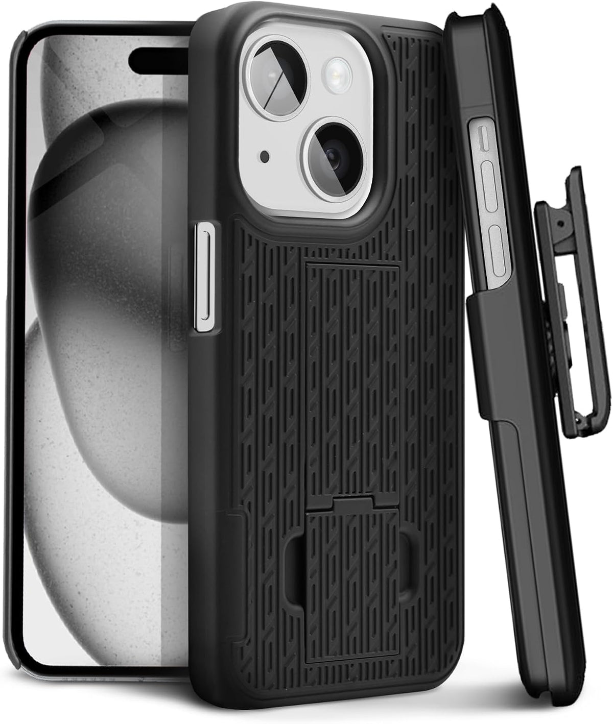 MOTIVE for iPhone 16 Pro max Case with Belt Clip, Rigid, Kickstand | 6.9" | Ranger v1 Series, Black, 360 degrees holster, open-top/open-bottom port access, textured grip, slim - Image 15