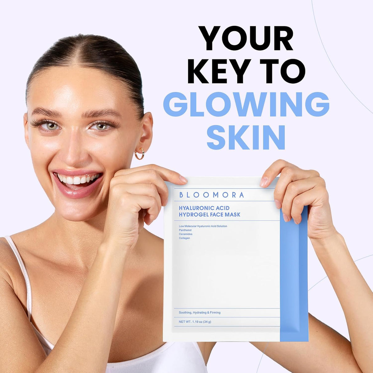 Translucent mask sheet showing nutrient absorption results